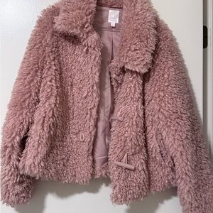 LC Lauren Conrad Dusty Rose Faux Shearling Toggle Jacket - Kids